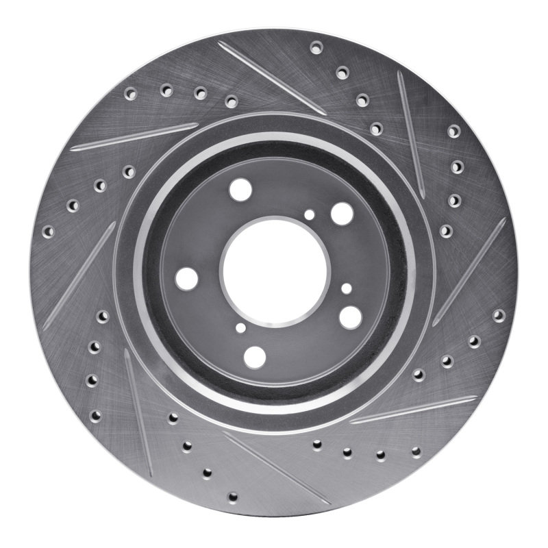 Acura MDX Brake Rotor (1) - Front Left - R1 Concepts - Drilled & Slotted - Silver - `15-`25